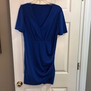 Amazon Royal Blue V-Neck Mini Dress